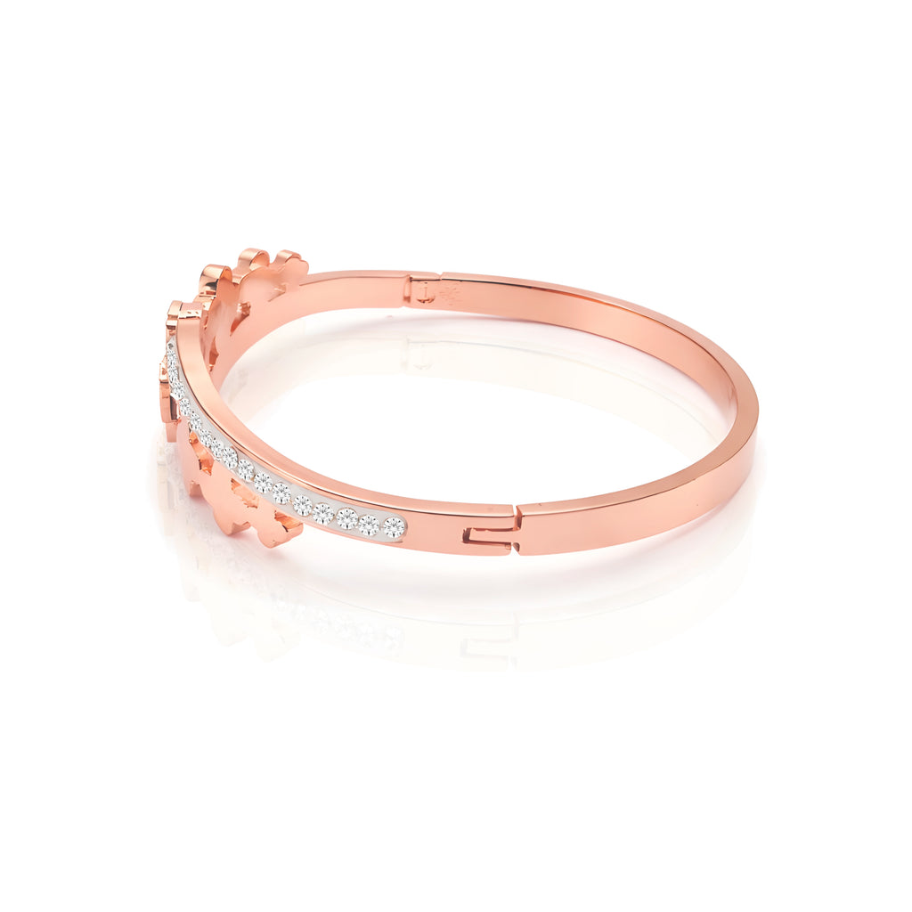 Wanshi Sterling Silver Clover Diamond Bangle for Women | Elegant Open Cuff Bracelet | Premium Finish