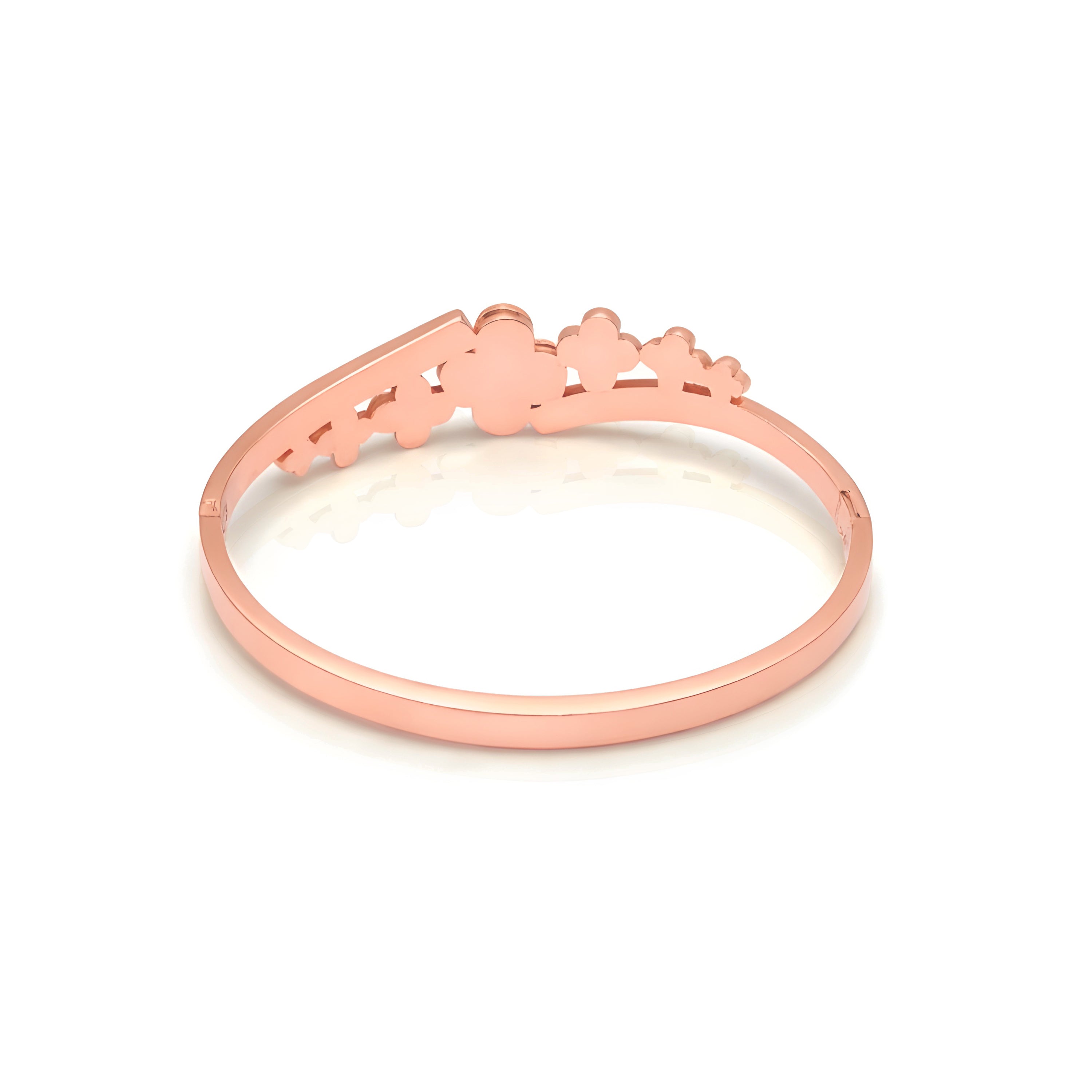 Wanshi Sterling Silver Clover Diamond Bangle for Women | Elegant Open Cuff Bracelet | Premium Finish