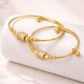 Luxury Stainless Steel Gold-Plated Bangle with Crystal Cube Accent